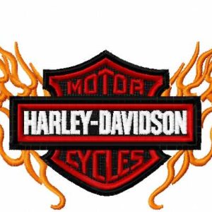 Harley Davidson flamed logo embroidery design