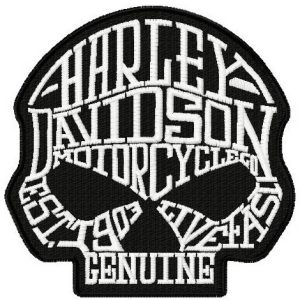 Harley Davidson scull embroidery design