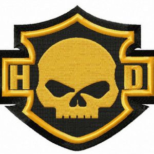 Harley-Davidson skull logo embroidery design