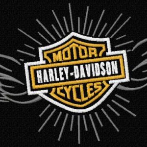 Harley Davidson wings logo embroidery design
