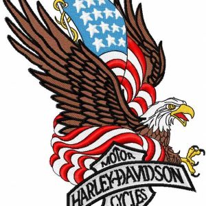 Harley Davidson patriotic logo 5 embroidery design