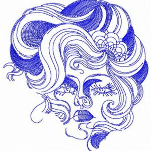 Haughty woman face embroidery design