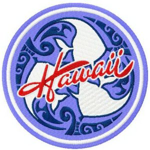 Hawaii badge embroidery design