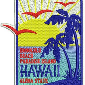 Hawaii badge 2 embroidery design