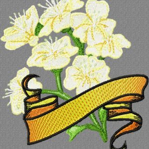 Hawthorn with Banner embroidery design