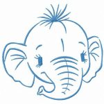Head of elephant calf embroidery design