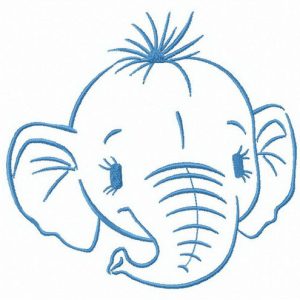 Head of elephant calf embroidery design