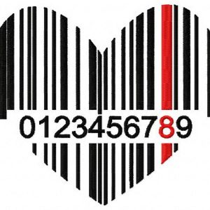 Heart barcode embroidery design