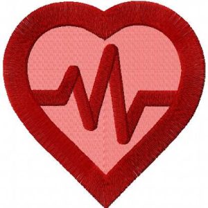 Heart cardio symbol embroidery design