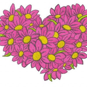 Heart from daisies embroidery design