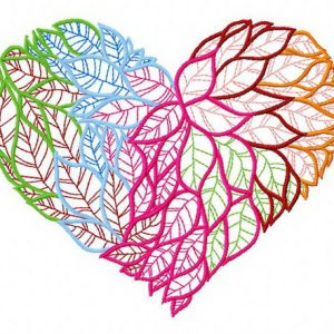 Heart from leaves embroidery design