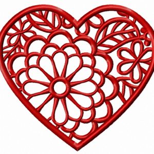Heart in blossom embroidery design