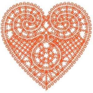 Heart lace decoration embroidery design