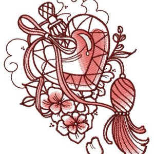 Heart-shaped vial embroidery design