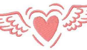 Heart with wings embroidery design