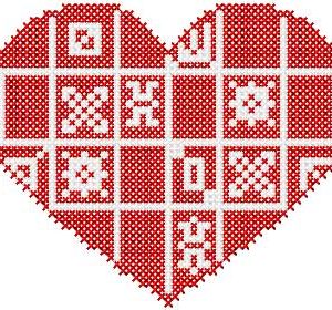Red heart cross stitch embroidery design