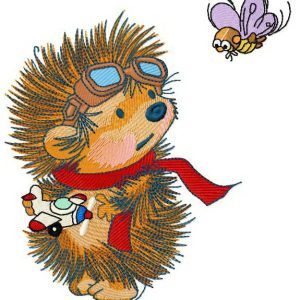 Hedgehog pilot embroidery design