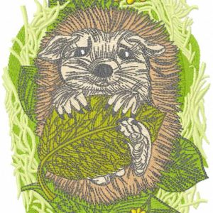 Hedgehog resting embroidery design
