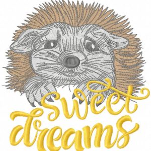 Hedgehog sweet dreams embroidery design