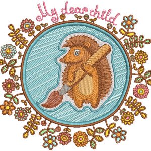 Hedgehog the painter  embroidery design
