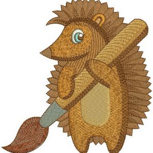 Hedgehog with brush embroidery design