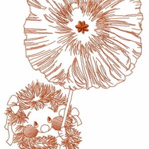 Hedgehog with poppy 2 embroidery design