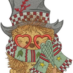 Hedgehog with stylish top hat embroidery design