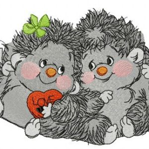 Hedgehog's Valentine's day embroidery design