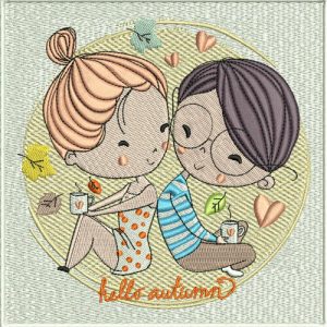Hello autumn embroidery design