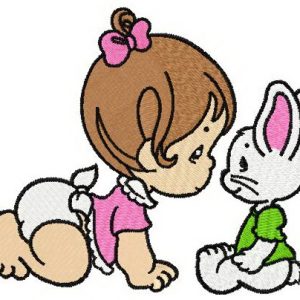 Hello bunny embroidery design