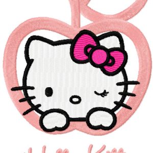 Hello Kitty apple embroidery design