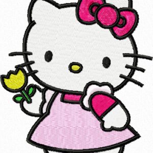 Hello Kitty with Yellow Tulip embroidery design