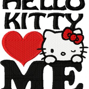 Hello Kitty Love Me embroidery design