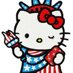 Kitten Statue of Liberty costume embroidery design