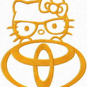 Hello Kitty Toyota logo embroidery design