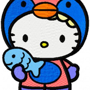 Hello Kitty Winter Fishing embroidery design