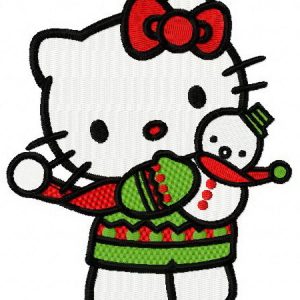 Christmas Kitty with snowman toy embroidery design