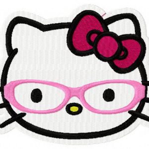 Kitten world through glasses embroidery design