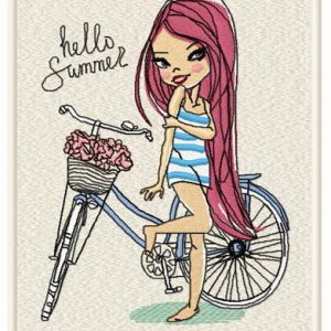 Hello summer embroidery design