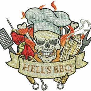 Hell's BBQ embroidery design