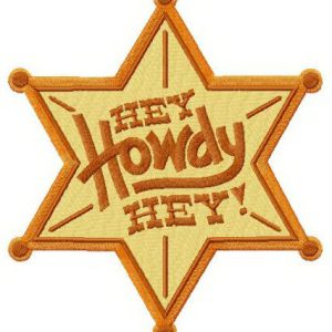 Hey Howdy Hey sheriff star embroidery design