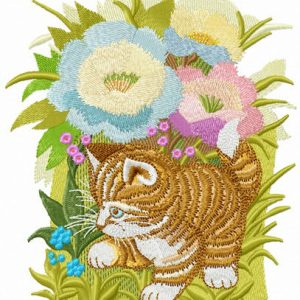 Hiding in garden flowers embroidery design