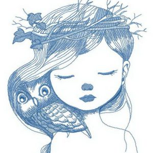 Hiding owl embroidery design