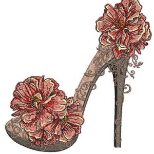 High heel shoe embroidery design