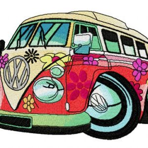 Hippie camper embroidery design