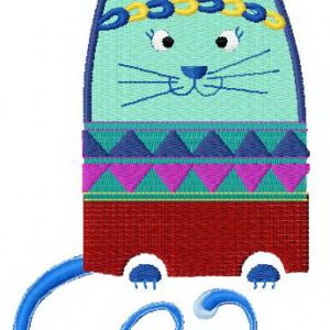 Hippie cat embroidery design