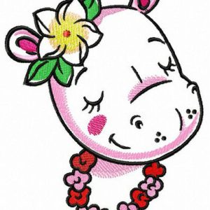 Hippo's holiday on Hawaii embroidery design