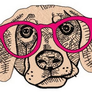 Hipster dog 4 embroidery design
