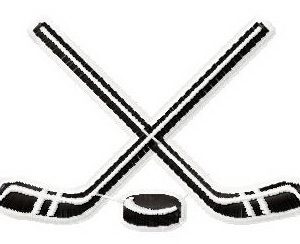 Hockey sticks and puck embroidery design