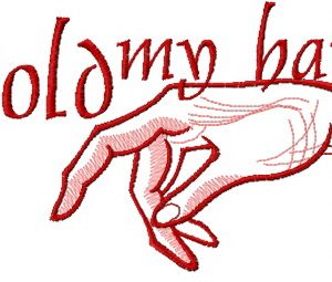 Hold my hand embroidery design